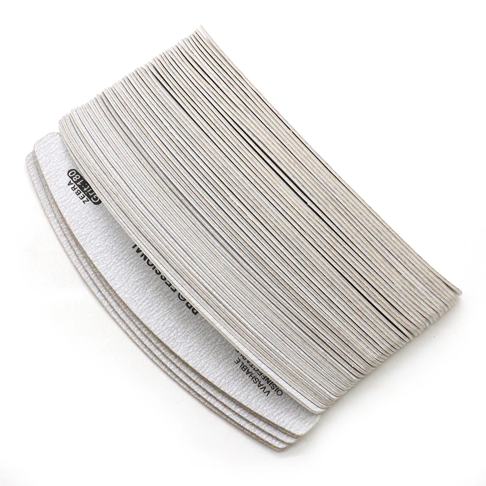 10Pcs Halfmoon Removable Nail Files And Buffer Set 100 180 Grit Nail Supplies For Professional Sanding File Polish Manicure Set