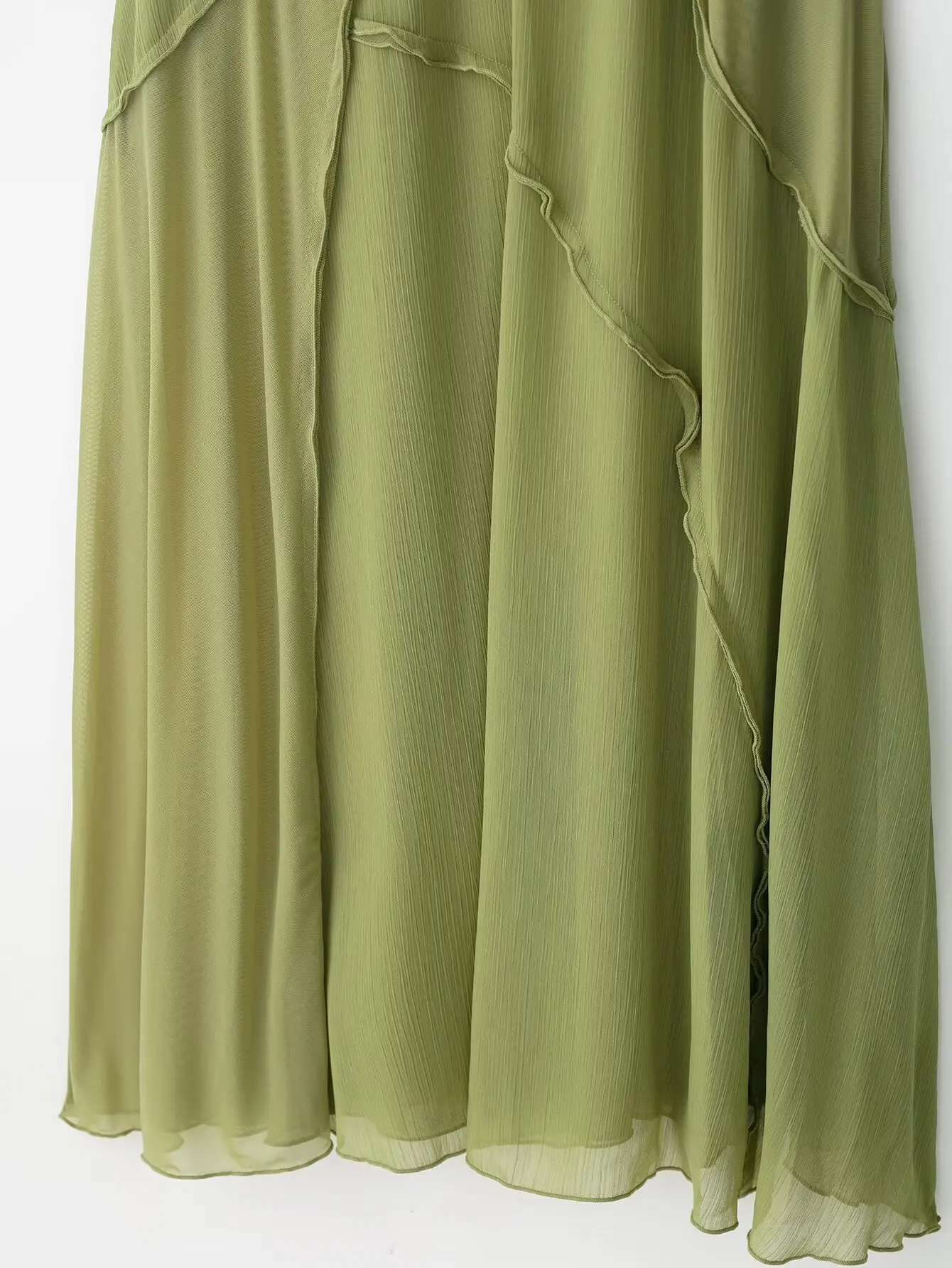 KONDALA Abito longuette elegante autunno donna Decorazione bordo arricciato Abito lungo Cami 2025 Abito da festa per le vacanze alla moda primavera/estate