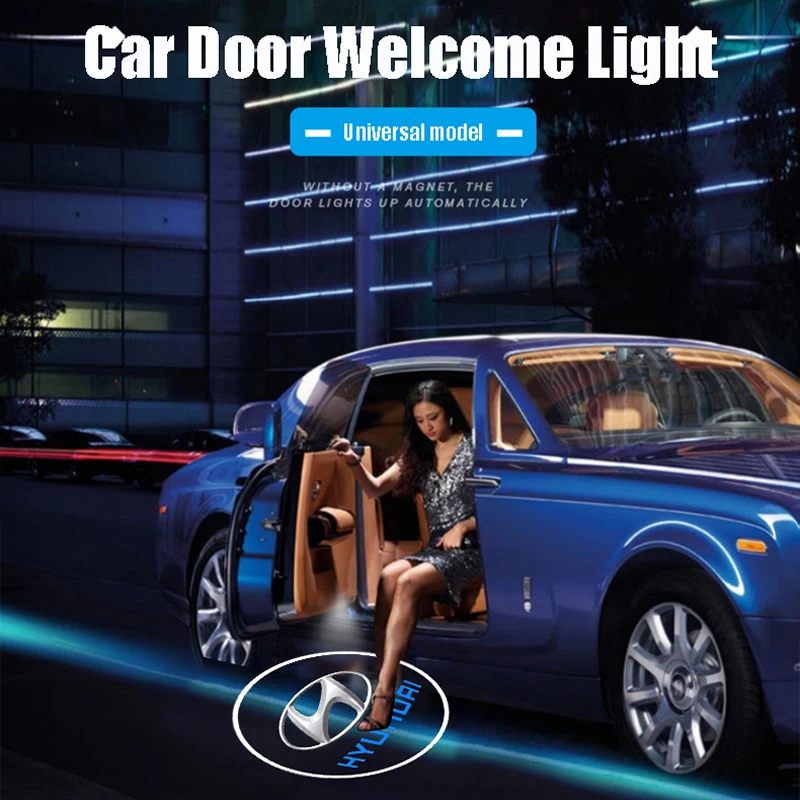 2 قطعة باب السيارة مصابيح جهاز عرض ترحيب أضواء اكسسوارات لشركة هيونداي جينيسيس I10I20I30I40IX20IX35Kona Getz
