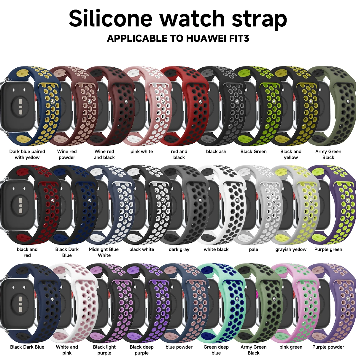 Breathable Silicone Strap For Huawei Watch Fit 3 Bracelet Correa Sport Watchband For Huawei Watch Fit 3 Wristband Accessories