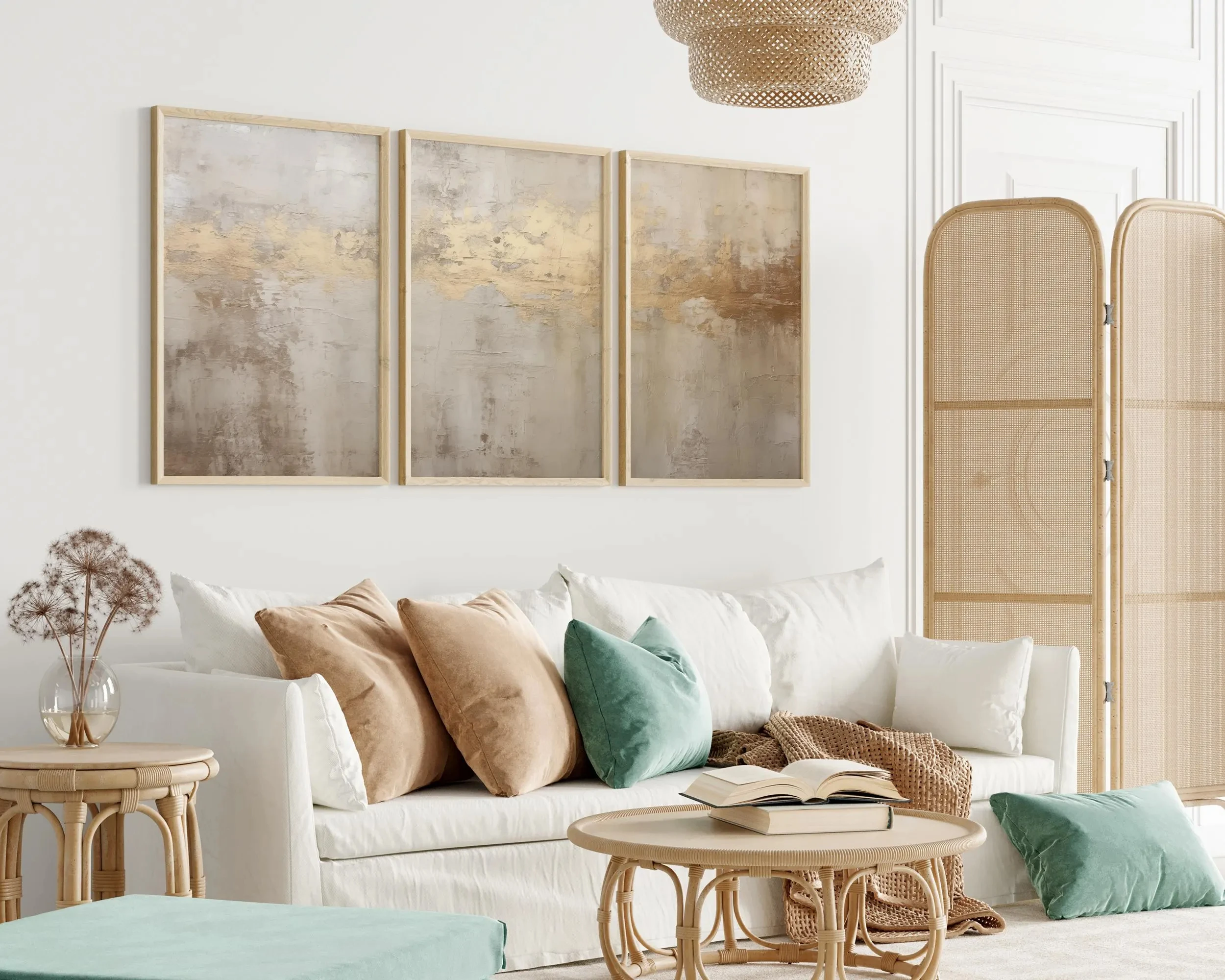Neutral Gold Foil Abstract Can - Home Decor Minimal 评论和价格