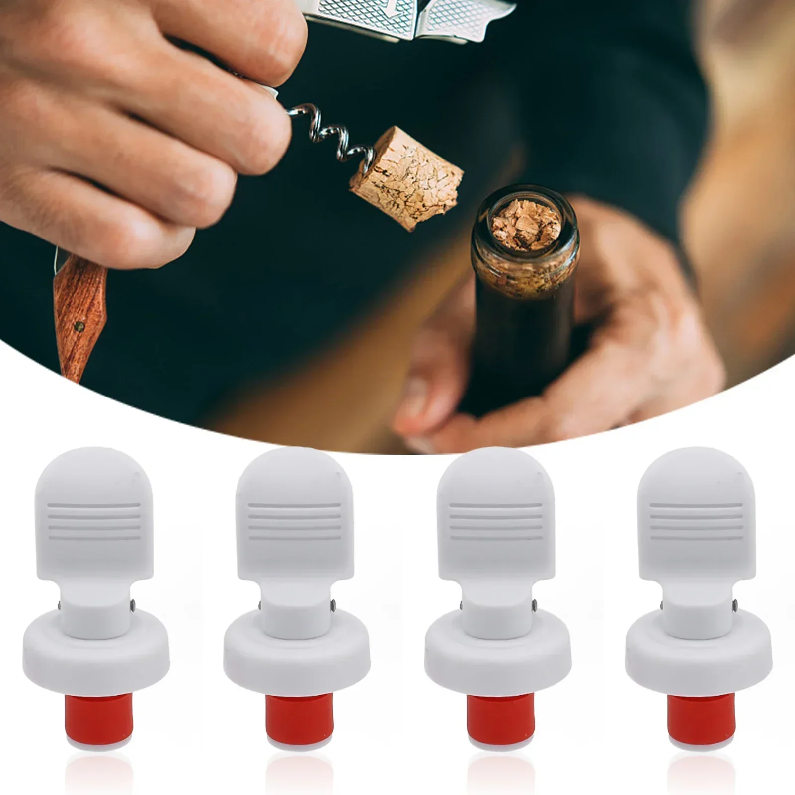 2/4/6 7x3.2cm Wine Bottle Stopper Bar Hand Press Sealing Stop Cap Beers Cork Plug Seal Lids PP+Rubber  Wine Bottle Corks Bar