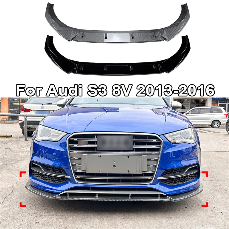 

Glossy Black Car Front Bumper Spoiler Lip For Audi S3 8V 2013 - 2016 Lower Splitter Protector Blade Spoiler Diffuser Deflector