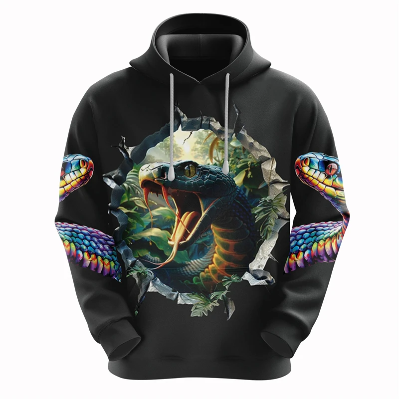 Horror King Cobra 3D Printed Hoodie For Men Clothes Python Lover Sweatshirts Fashion Snake Streetwear Camo Pullover Y2k Tops