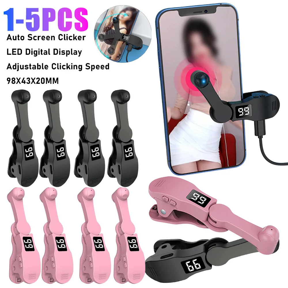 1-5PCS Phone Auto Screen Clicker Finger Clicking Simulator Clip-on Video Live Liker 108 Gear Adjustable Game Screen Touch Device