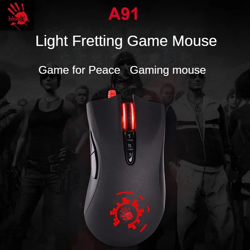 New A4tech Bloody A91 Gaming Mouse One-click Instant Macro Io1.1 Macro Drive Optical Engine 8 Wired Mouse Programming