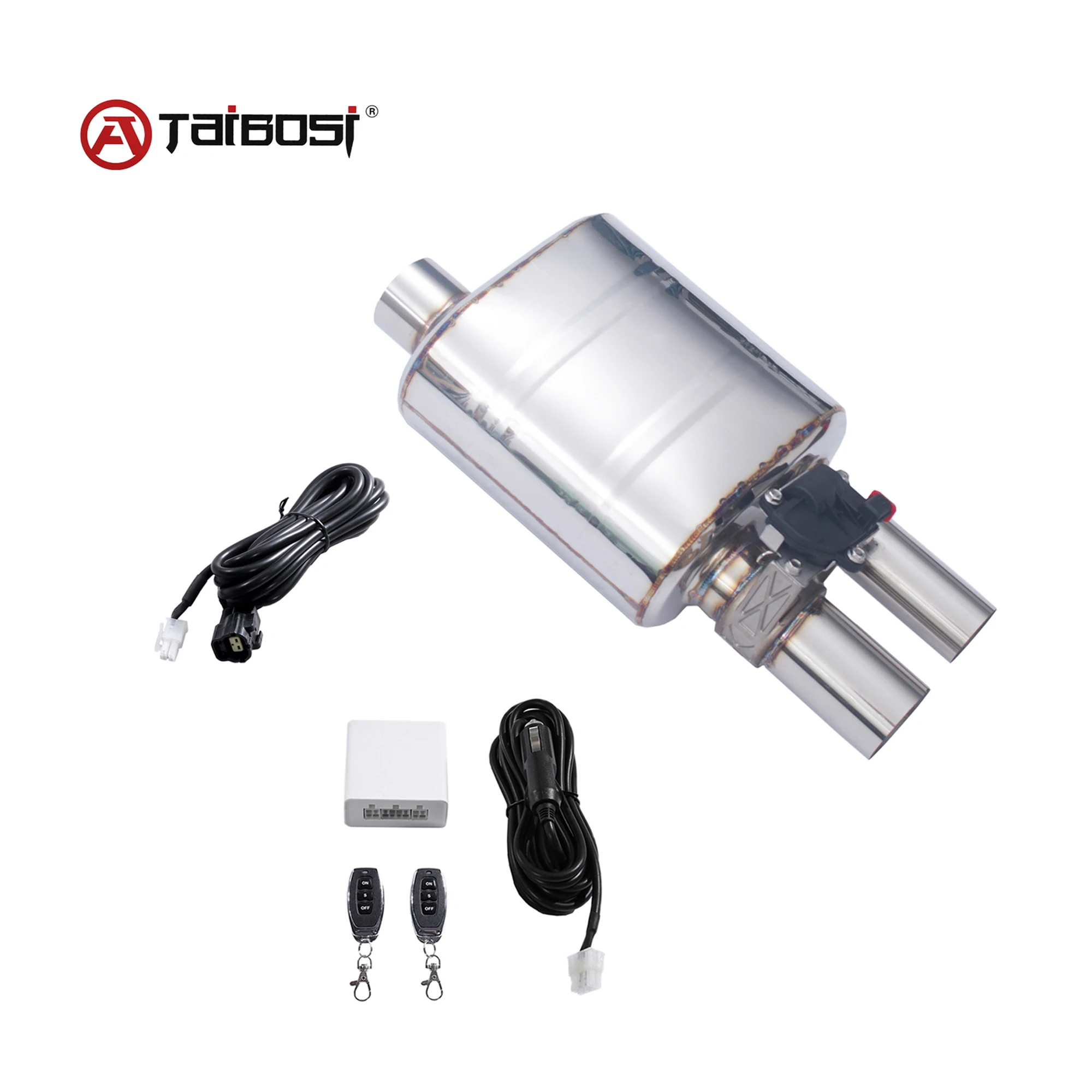 

Taibosi Electric Valve Exhaust Muffler Kit Wireless Remote Control 1 Inlet 2 Outlet Cutout Tools Silencer Universal 51 63 76MM