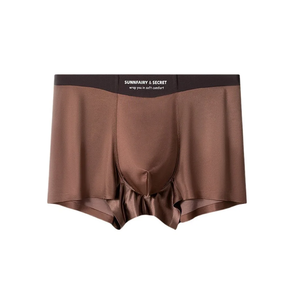 

Fashion Thin Satin Silk Boxer Briefs Mid Waist Seamless Ice Silk Boxers Lingerie Underpants Underwear for Men Daily
