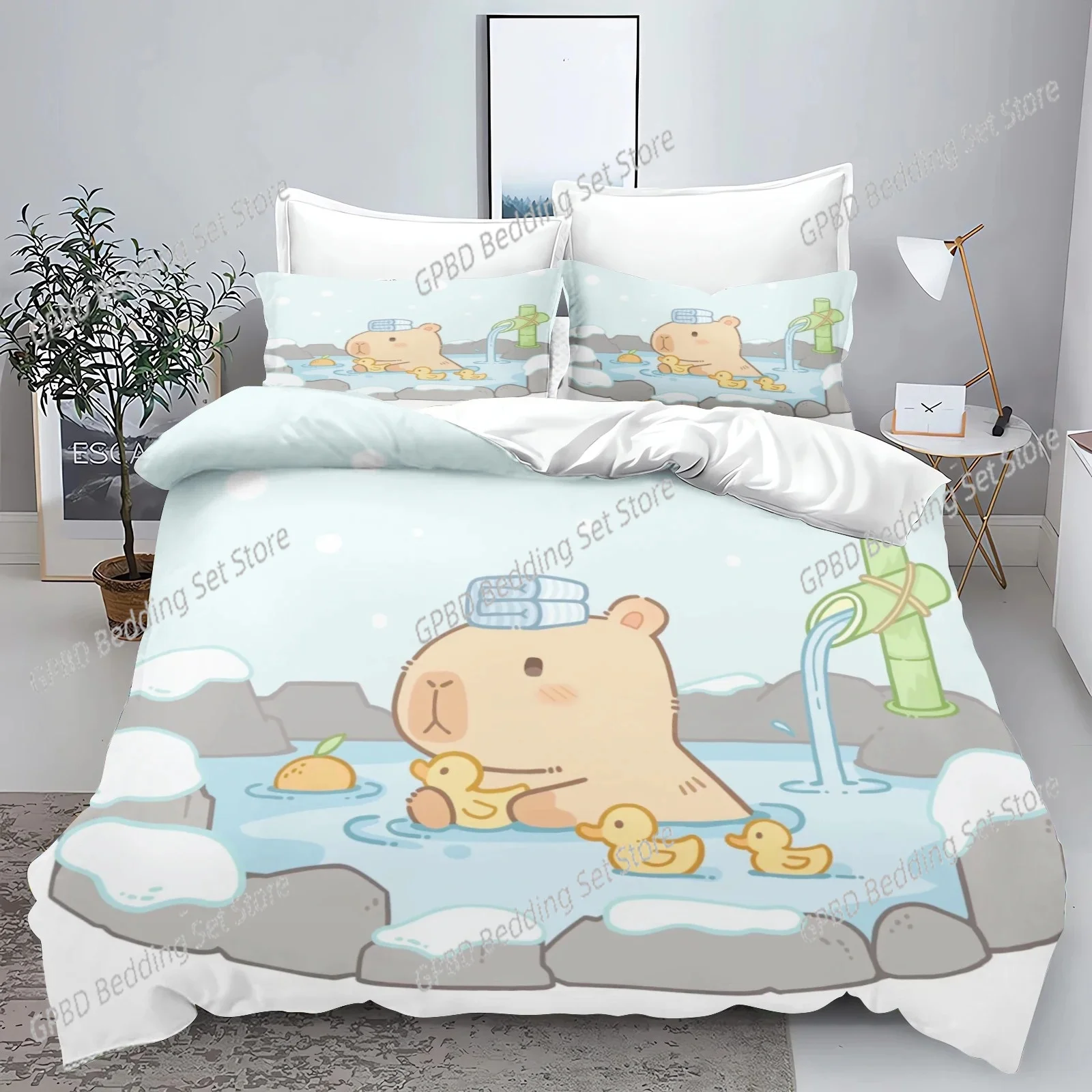 New 3d Print Kawaii Animal Capybara Bedding Set Boys Girls Twin Queen Size Duvet Cover Pillowcase Bed Kids Adult Home Textiles