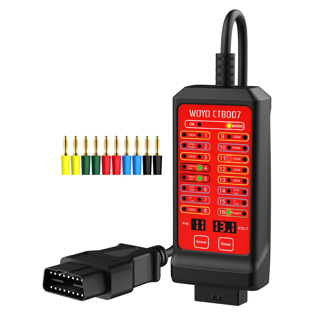 WOYO Portable CAN Tester 12V 24V 16 Pin Break Out Box Detection CAN Bus Circuit Tester Vehicle On-Board Diagnostics Tester Tool