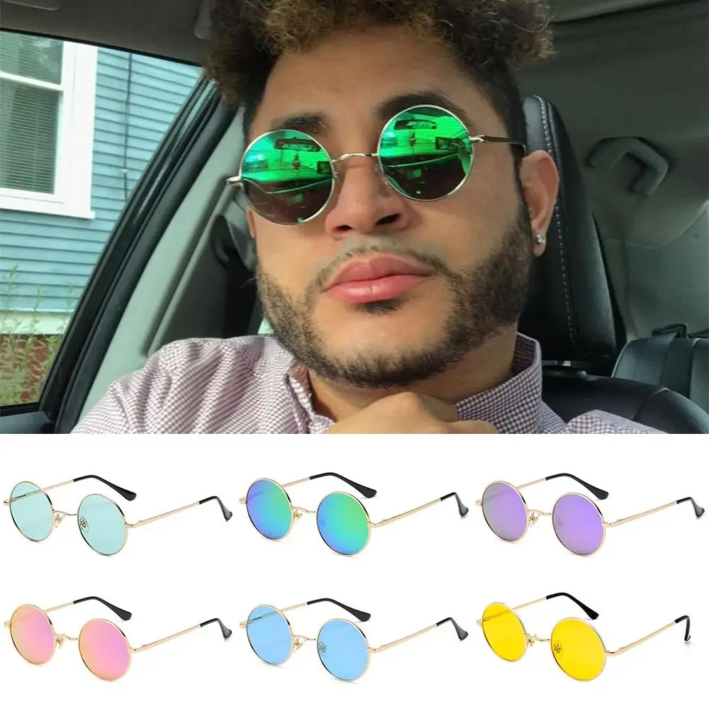 Vintage polarisierte kleine runde Sonnenbrille aus Metall, bunte Punk-Sonnenbrille, UV400-Schutz, Hippie-Kreis-Sonnenbrille für Männer und Frauen