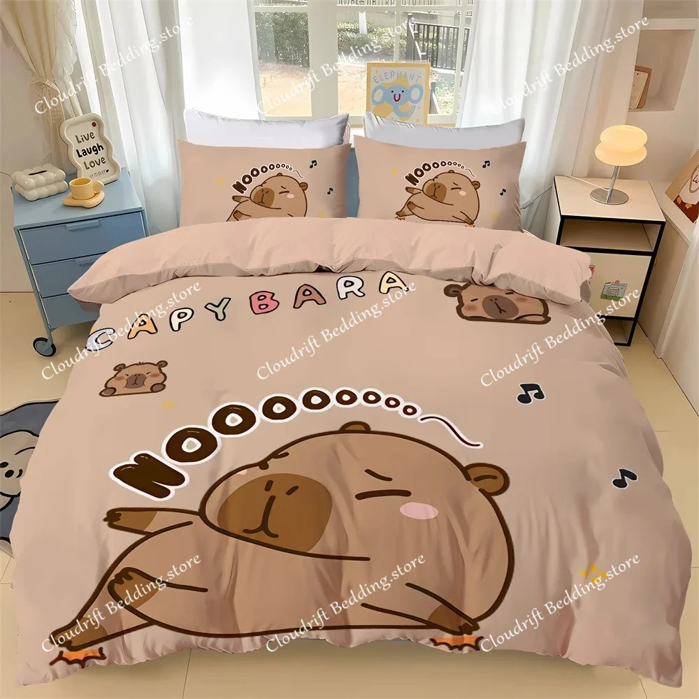 

Cartoon Kapybara Bedding Set Hydrochoerus Duvet Cover Set Kawaii hydrochaeris Quilt Cover Pillowcase Bedroom Decoration Holiday