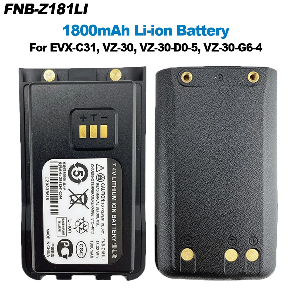 

FNB-Z181LI Walkie Talkie Li-ion Battery 1800mAh For Vertex EVX-C31 VZ-30 VZ-30-D0-5 VZ-30-G6-4 Two Way Radios Extra Battery