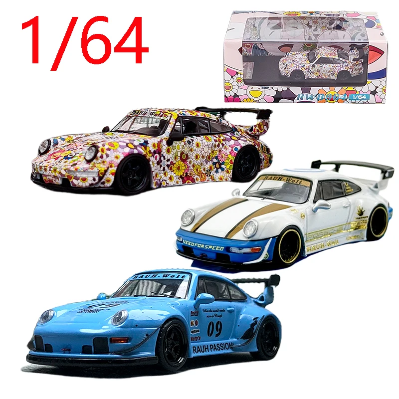 

Diecast 1/64 Scale Porsche RWB 964 993 Cartoon Painting Car Model Alloy Porsche 993 RWB RAUH-Welt Supercar Model Collect Display