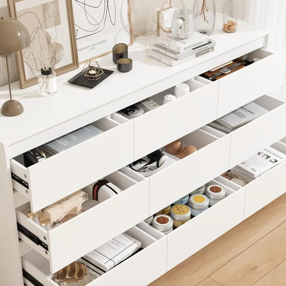 침실, 거실 또는 복도용 63칸 나무 서랍장 정리함 (화이트)