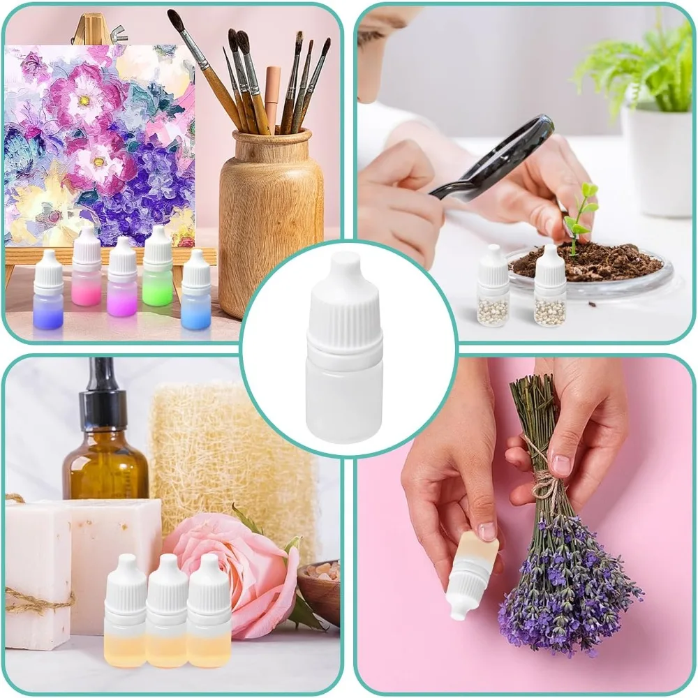 100 Stück 3-50ML Leere Quetschbare Plastik-Tropfflaschen, Tragbare Augentropfenbehälter mit Schraubverschluss und Stöpsel für Zuhause und Reisen – Detail 5