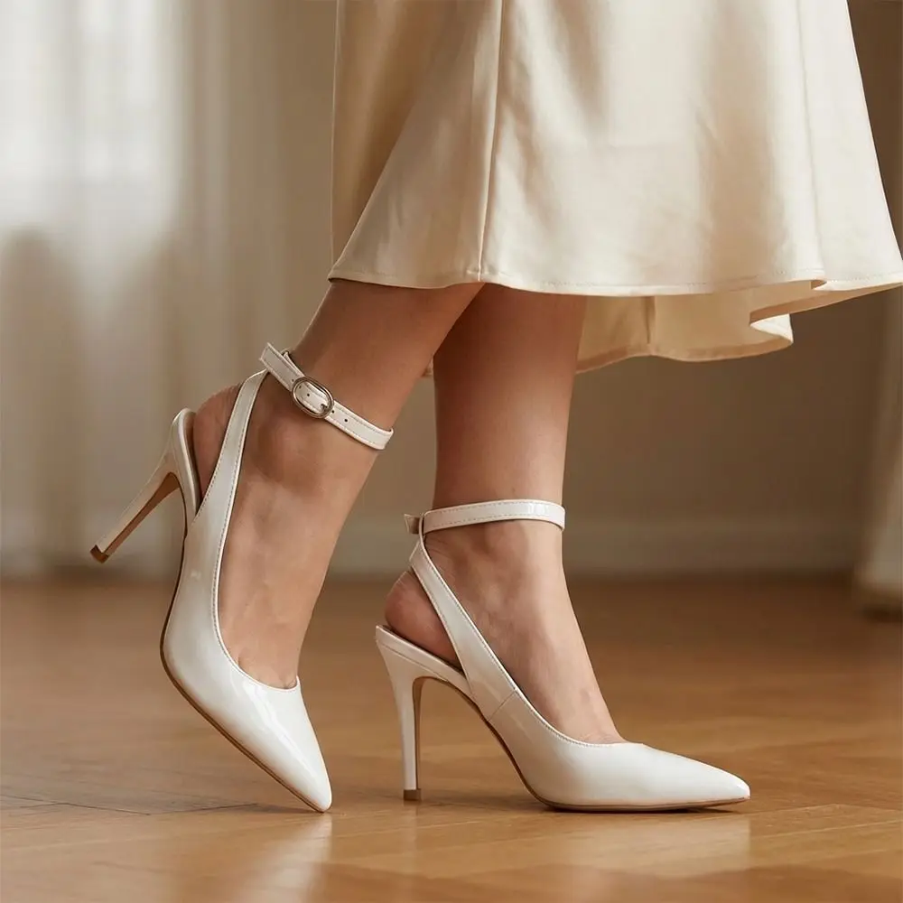 1pair PU Leather Detachable Shoe Straps Adjustable Straps Metal Buckle High Heels Shoelace Anti-drop Heel