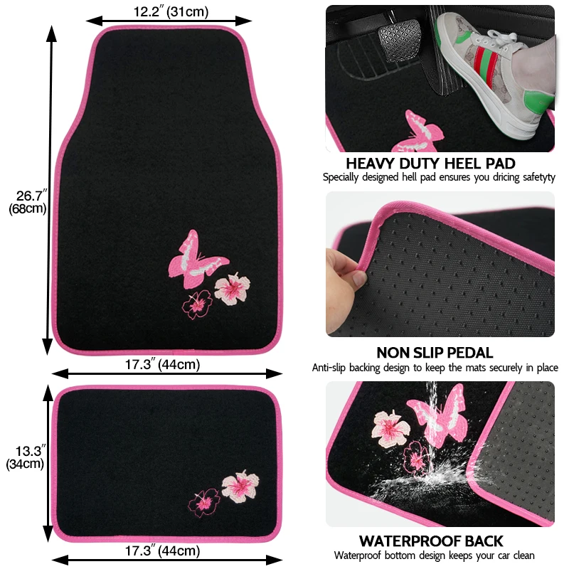 Universal Fit 4pcs  Car Floor Mat Waterproof Foot Pads Protector For Spills, Dog, Pets, Anti-slip Front And Rear Mats