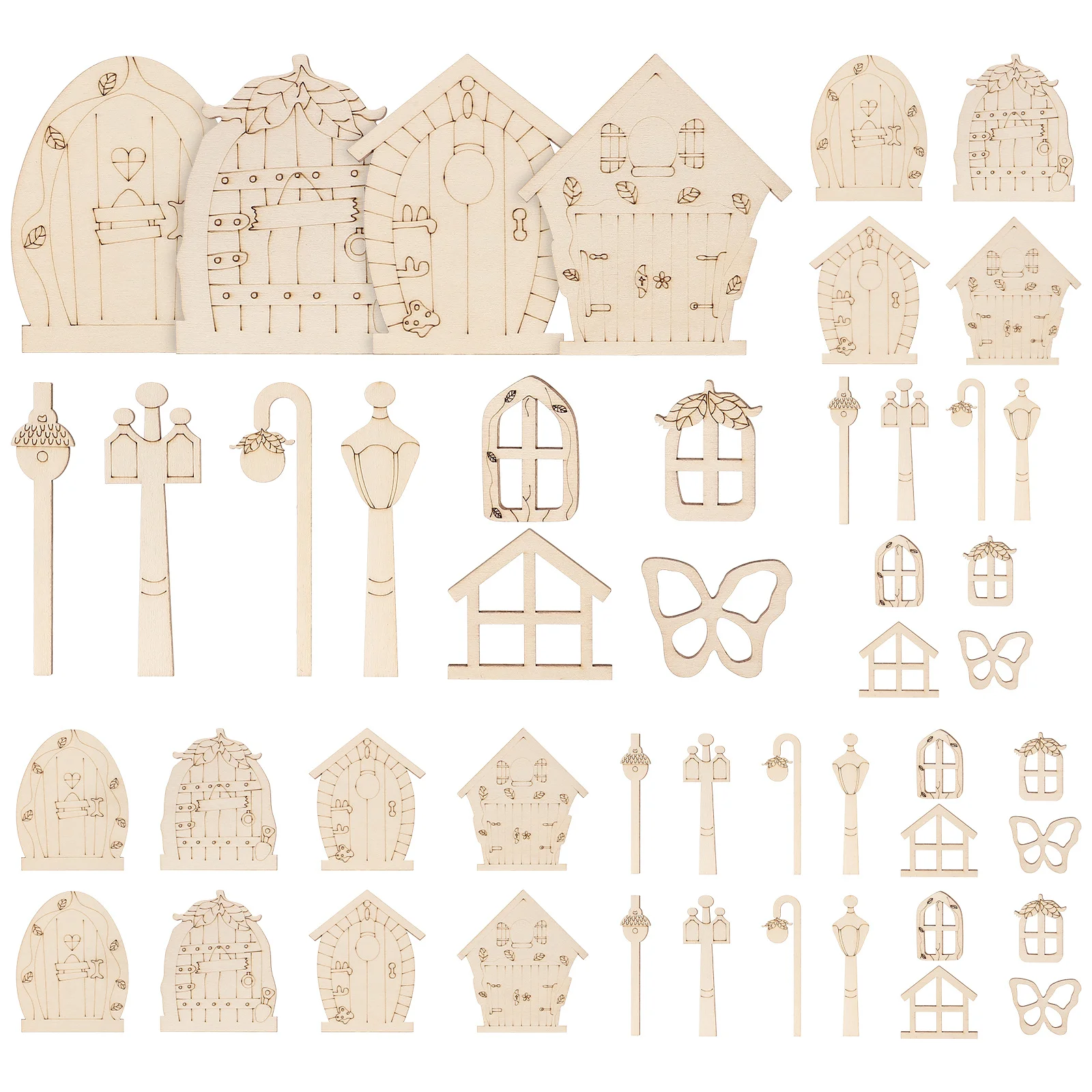 

48pcs Wooden Slices Unfinished Wood Cutouts For Diy Craft Projects Wall Hanging Pendant Party Decor Supplies Handicraft Material