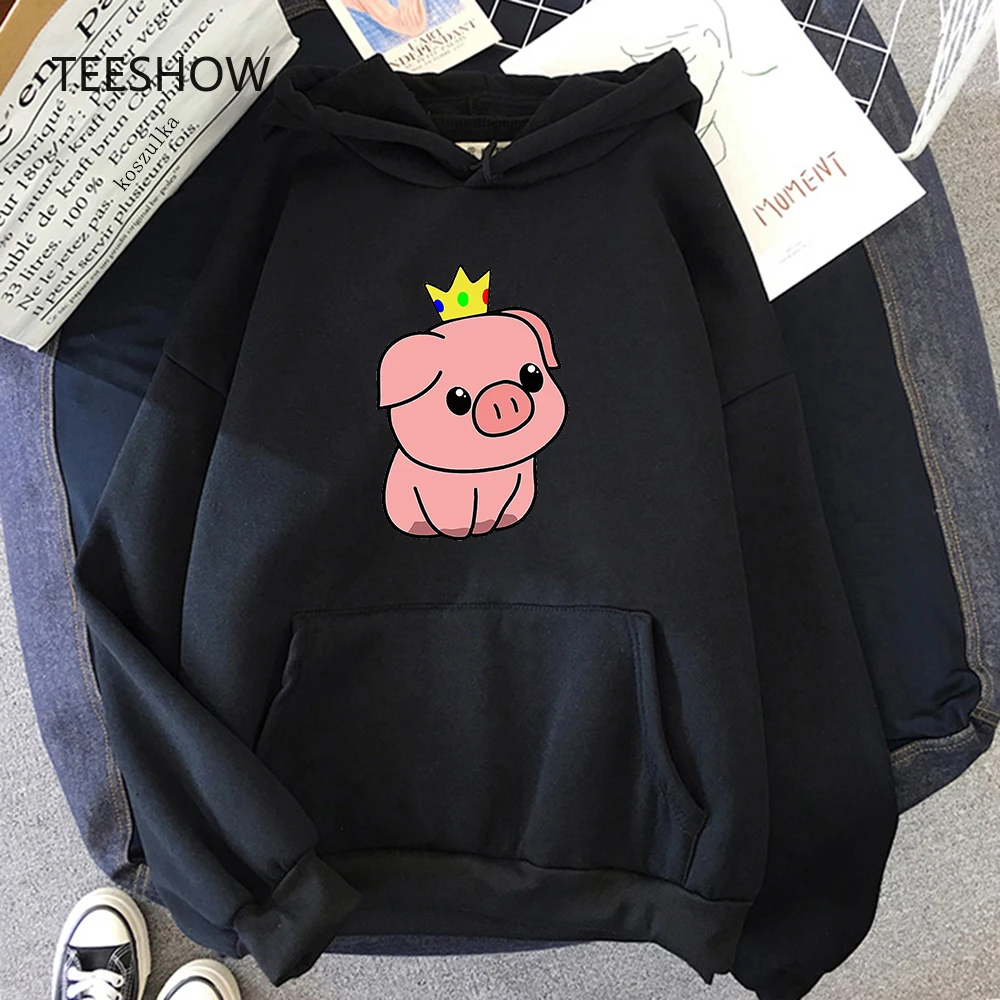 Pink Pig Print Plus Size Hoodie Women Aesthetic Dream Smp Sweatshirts Harajuku Long Sleeve Female Sudaderas Casual Clothing