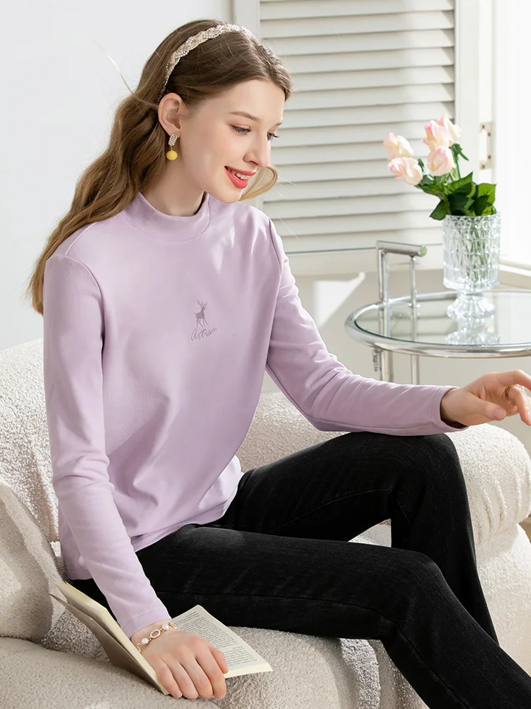 I BELIEVE YOU Autumn Solid T-shirts For Women 2022 Elastic Turtleneck Tops Long Sleeve Embroidery Slim Women Clothing 2214014341