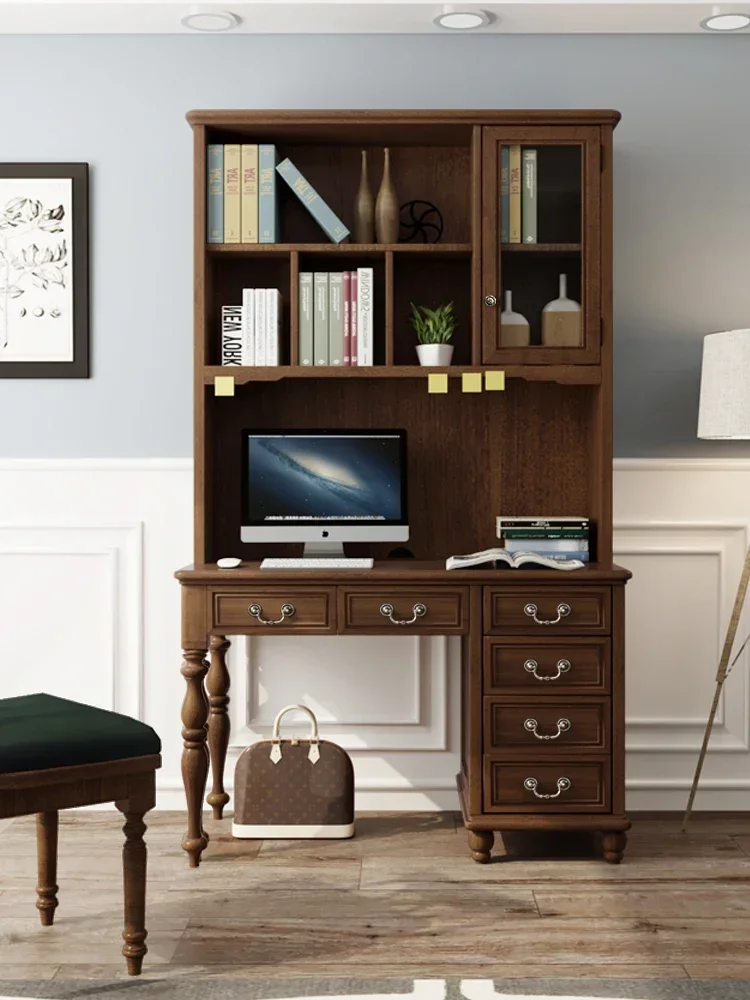 

Small Walnut Color Children's Bookcase Desk Bookshelf Combination
