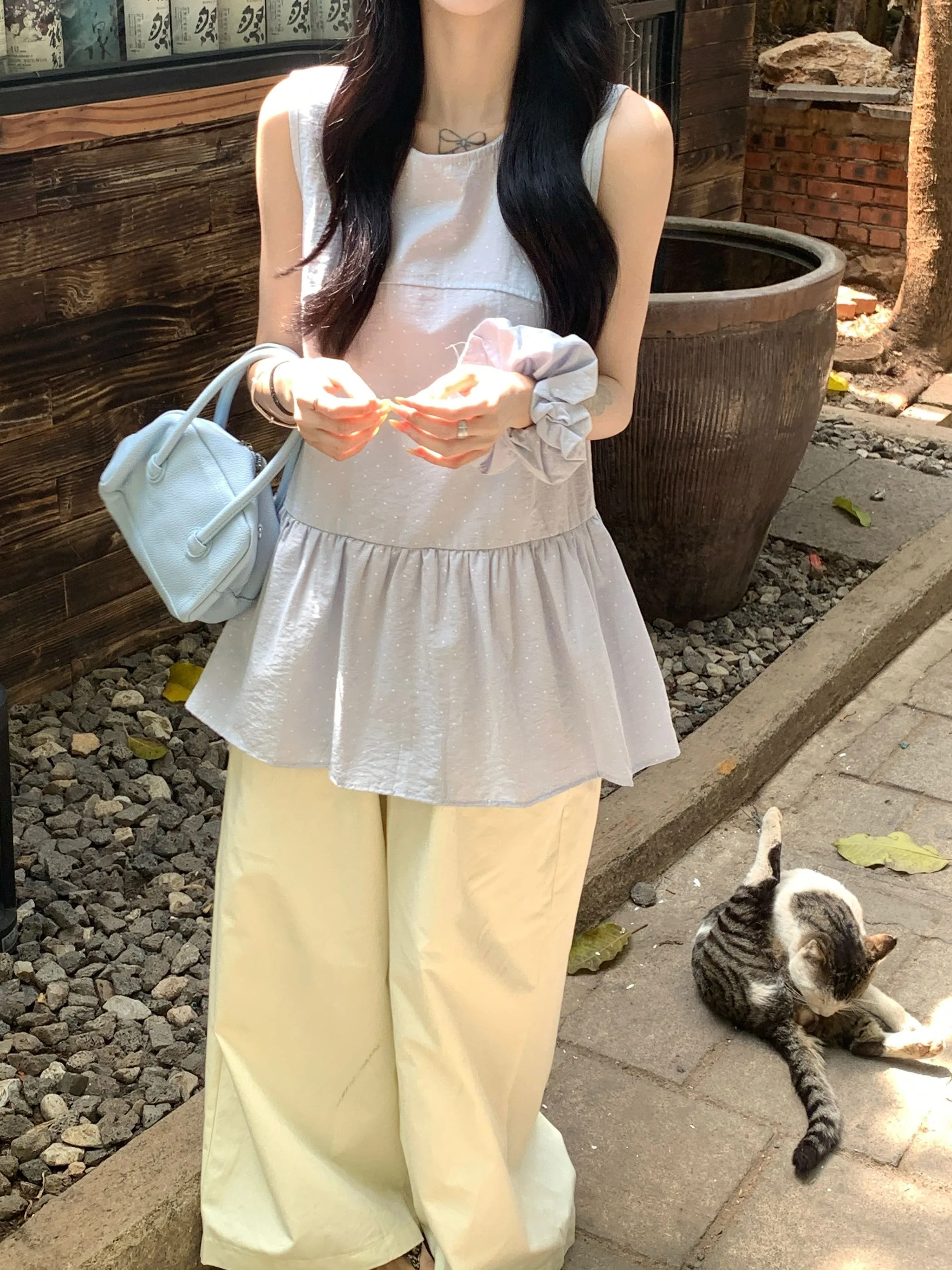 Vestido f de verão com bolinhas, estilo chique e doce, design descolado e rejuvenescedor, com camadas, ajuste confortá...