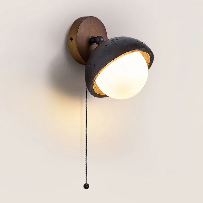 

Black Hole Stone Wall Lamp Designer Home Decoration Personalized Lamp Retro With Pull Switch Bedroom Cabinet Bedside Led Light