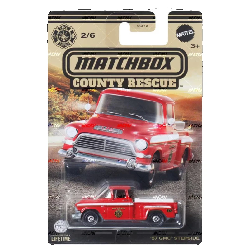 Original Mattel Matchbox Car Country Rescue Kid Toys for Boys 1/64 Diecast GMC Stepside Chevy Caprice Freightliner Buick Century