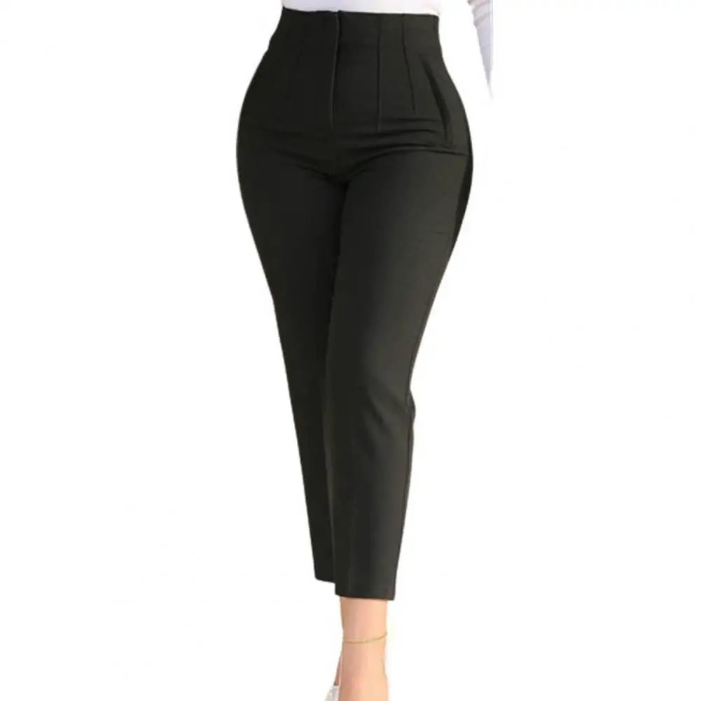 Pantaloni da donna eleganti alla moda con cerniera e tasca Pantaloni da abito da donna da ufficio solidi Pantaloni casual estivi