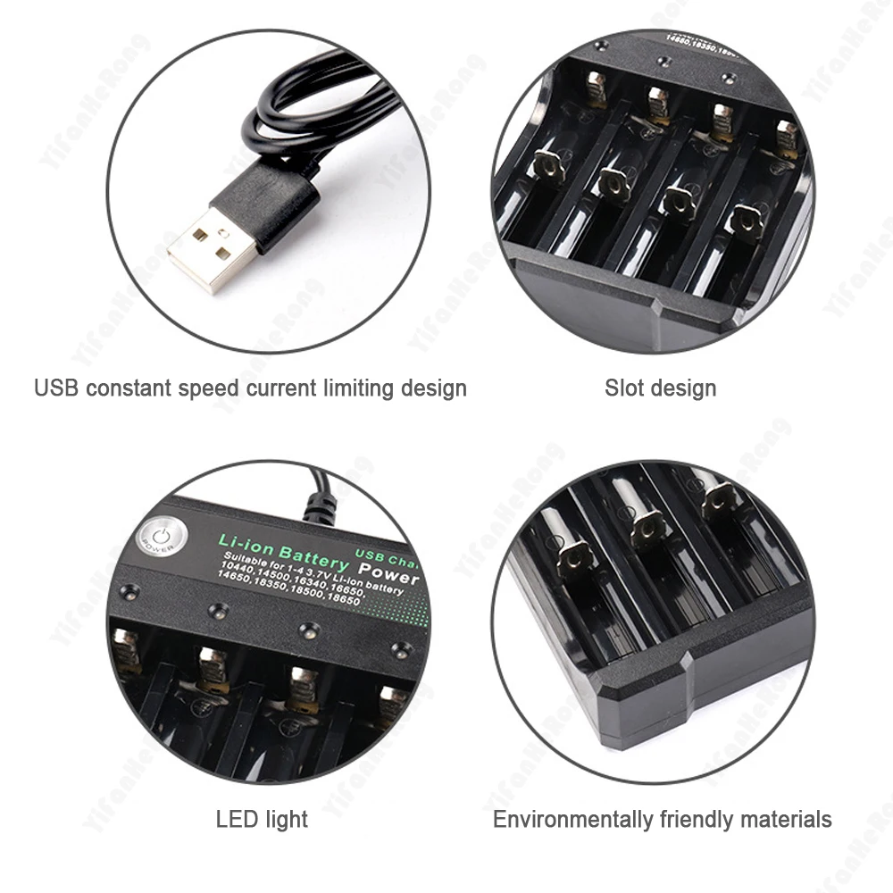 Universal 18650 Battery Charger 3 / 4 Slots Dual For 10440 14500 Charging 3.7V 4.2V Rechargeable Lithium Battery Charger