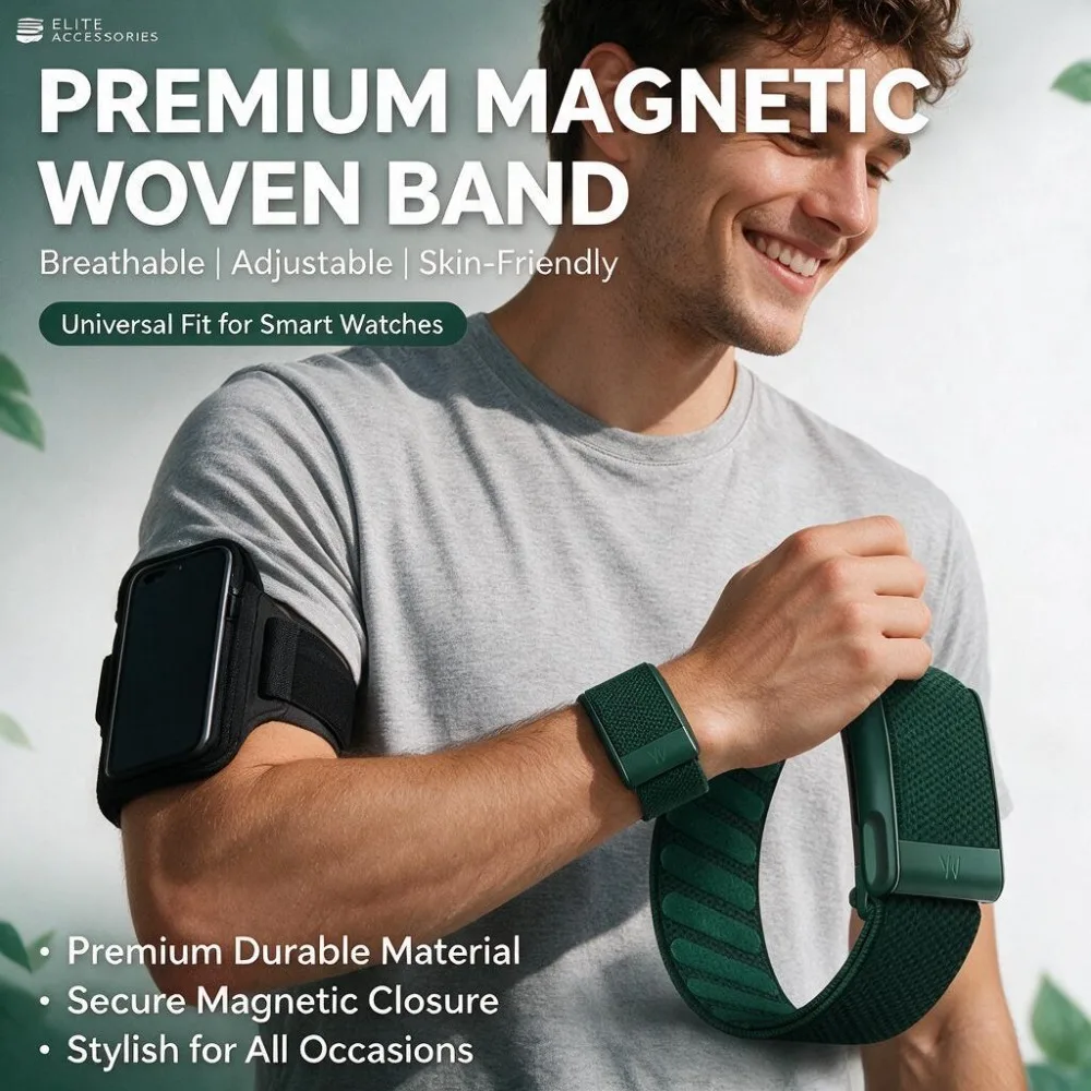 WHOOP MG Compatible Dark Green Nylon Sport Band Green Frame Metal U Buckle Woven Replacement Fitness Tracker Strap