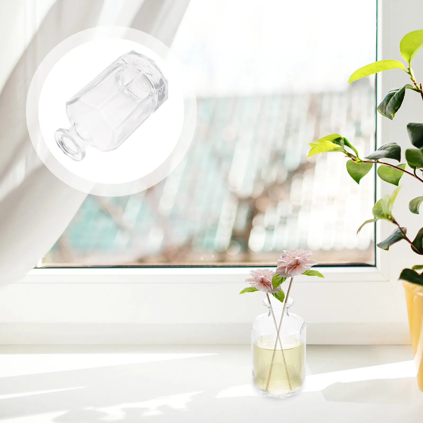 2Pcs Transparent Glass Perfume Diffuser Bottles Aromatherapy Container Fragrance Release Bottle Empty Bottle for Home Decoration