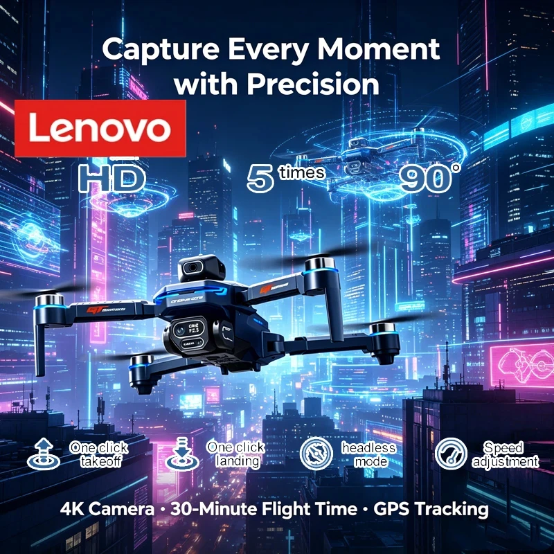 

Lenovo GT8 Drone, 8K Professional Dual Camera, GPS FPV, Brushless Motor, Optical Flow Hovering, Foldable RC Quadcopter