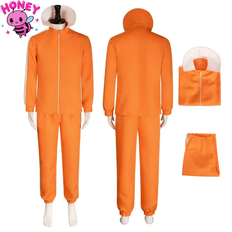

Cartoon Movie Vector Cosplay Costume Orange Jakect Pants Men Outfits Set Mushroom-shaped Halloween Carnival Party Costumes