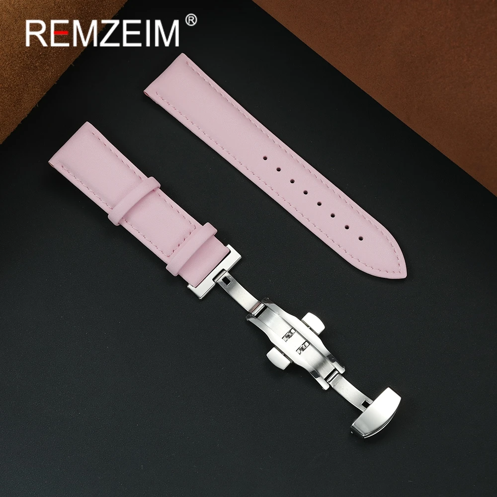 Frauen Männer Business Faux Leder Straps Casual Armband 18mm 20mm 22mm Armband Mit Edelstahl Schmetterling Schnalle