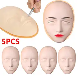 5D Makeup Practice Mask Silicone Facial Tattoo Training Head Permanent Makeup Lip Eyebrow Lash Tattoo Skin Mannequin Face Head