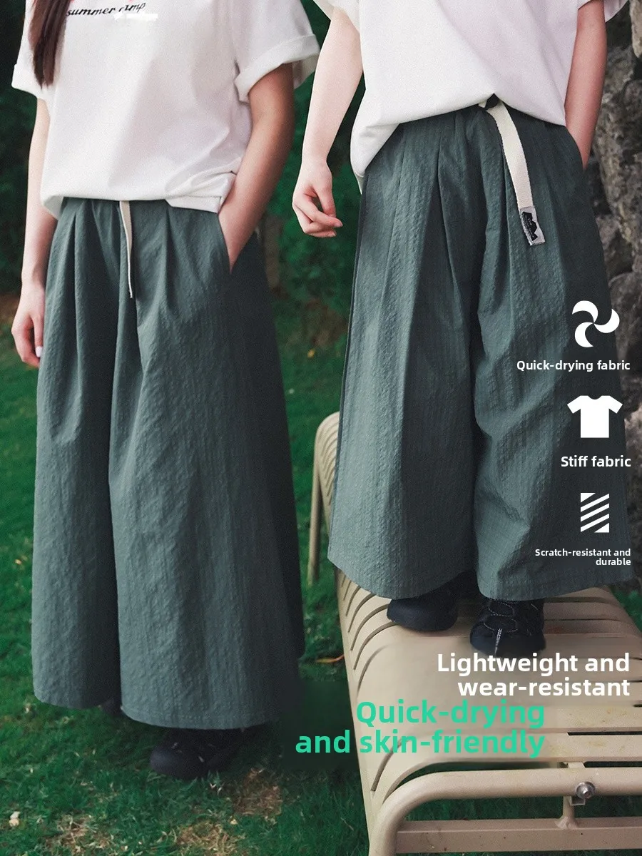 Outdoor Plaid Wide Leg Pants for Girls Summer New Style Children's Clothing Mountain Series Mother Daughter Matching Outfits