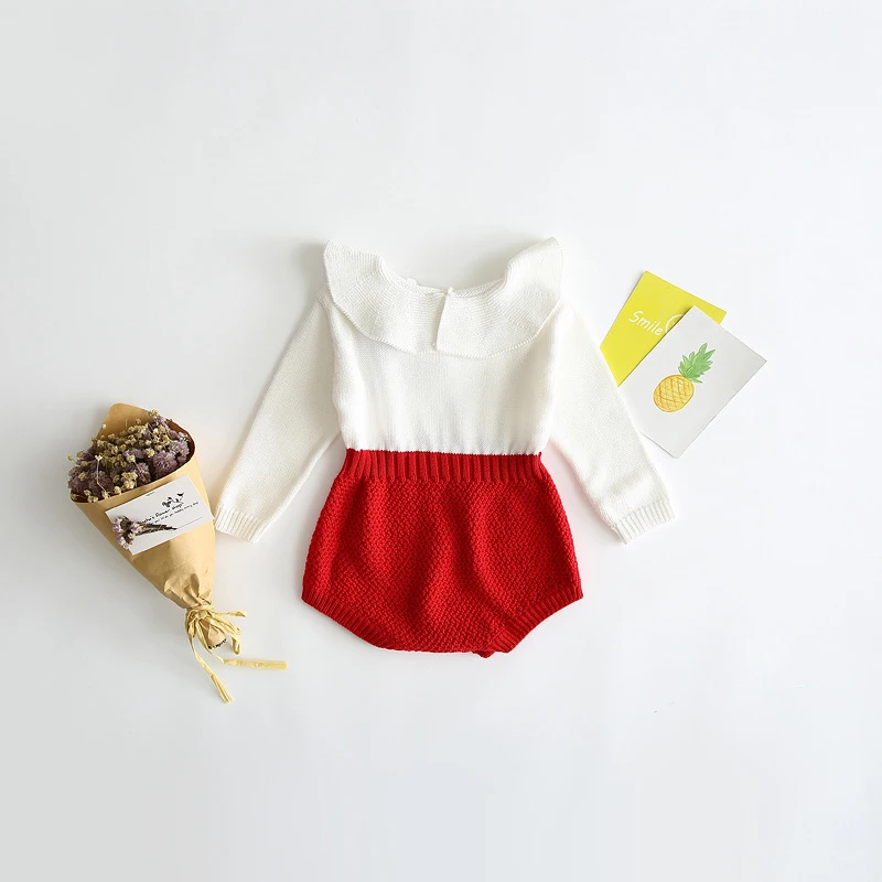 Neugeborenen 2025, Kinder Strampler Baby Mädchen Langarm Stricken Strampler Mädchen Patchwork Overall Kleidung Frühling Herbst Outfit – Detail 5