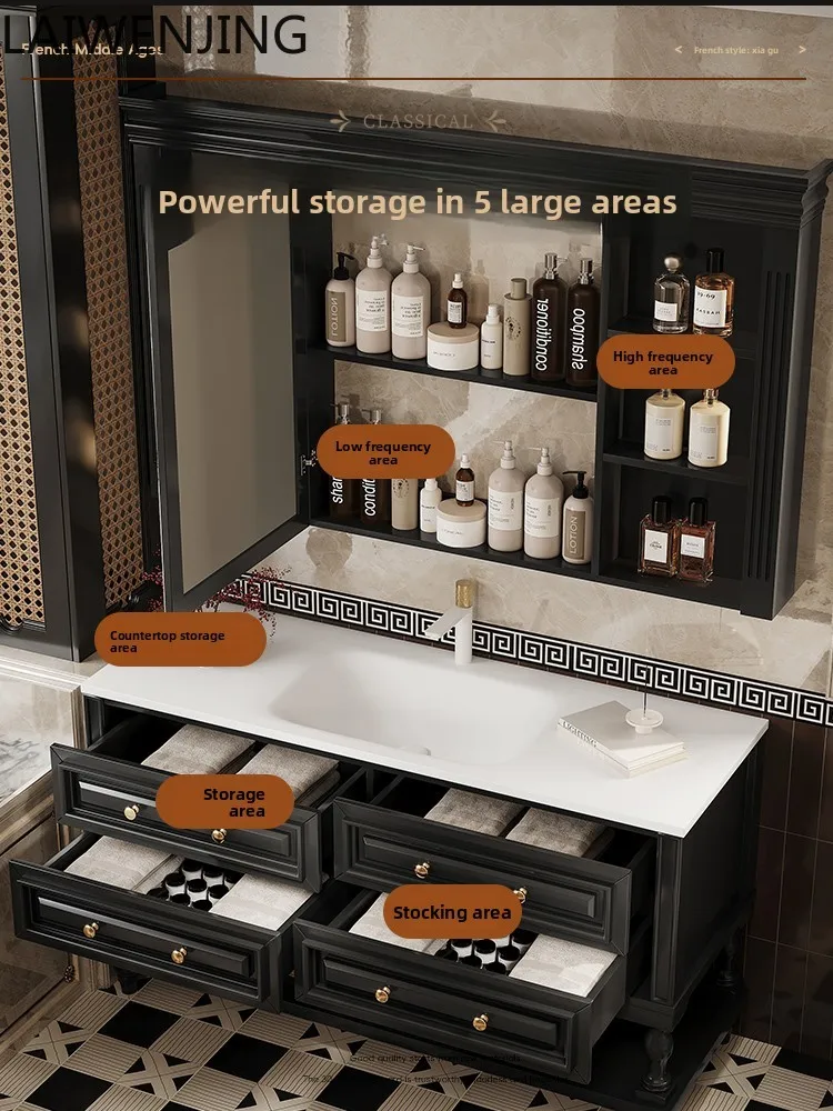 HLZ retro bathroom cabinet combination toilet floor-to-ceiling washbasin sink washbasin cabinet