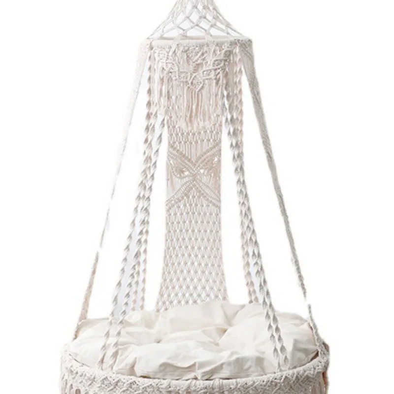 Hand Rope Basket Chair, Indoor Swing Bedroom Household Balcony Outdoor Patio Lazy Cradle Hammock