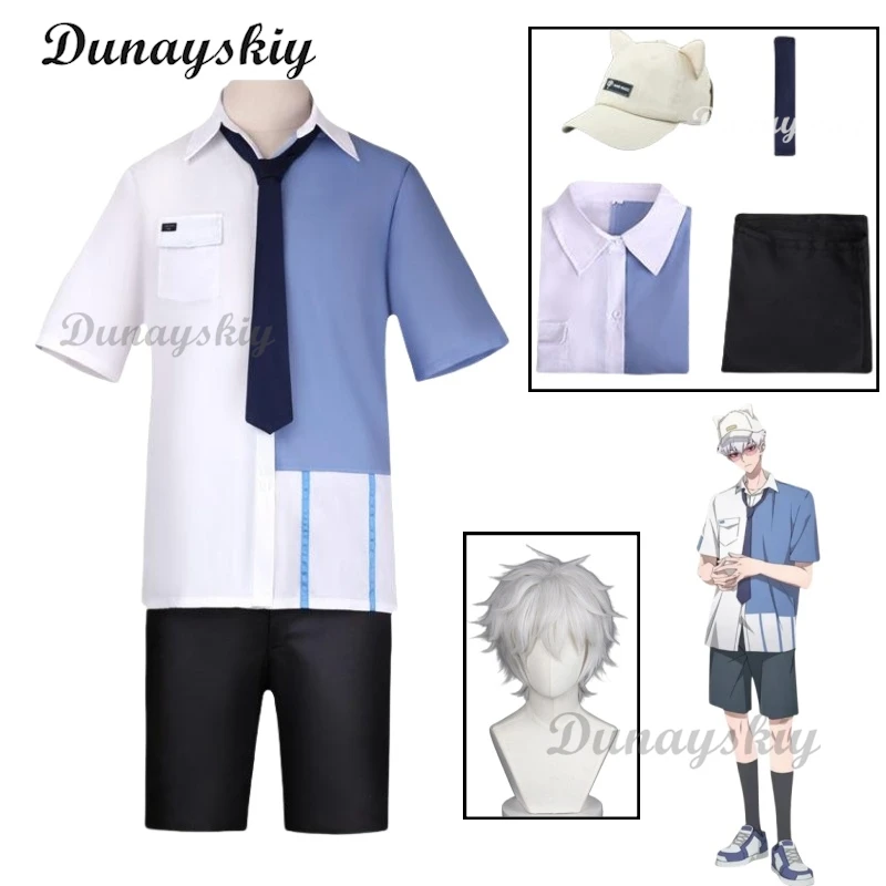 

Anime Link Click Hikaru Blue Pullover Costume Wig Halloween Yujin Lucas Lu Guang Cosplay Expo Con Cosplay Outfit Suit Bridon Arc