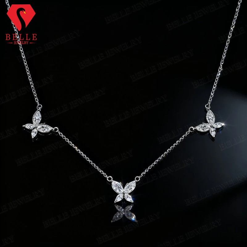 

2,4 CT ожерелье-бабочка из муассанита с огранкой маркизы, уникальная подвеска-бабочка, блестящие украшения для женщин, идеально подходит для подарка