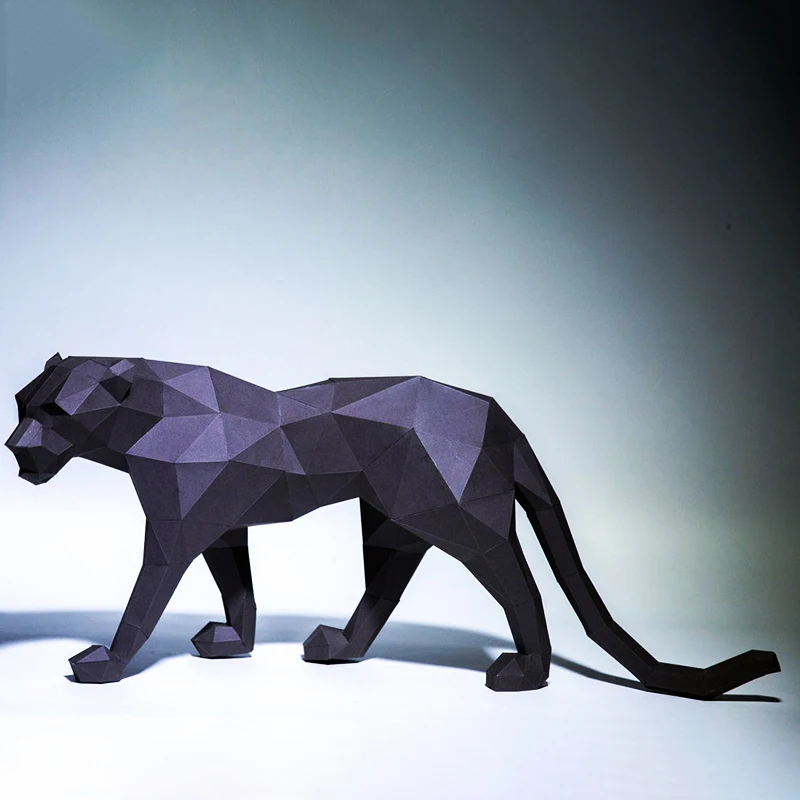 70cm Black Panther 3D Paper Model Crawling Leopard Home Decor Living Room Floor Decoration Animal Ornaments DIY Puzzles Toys