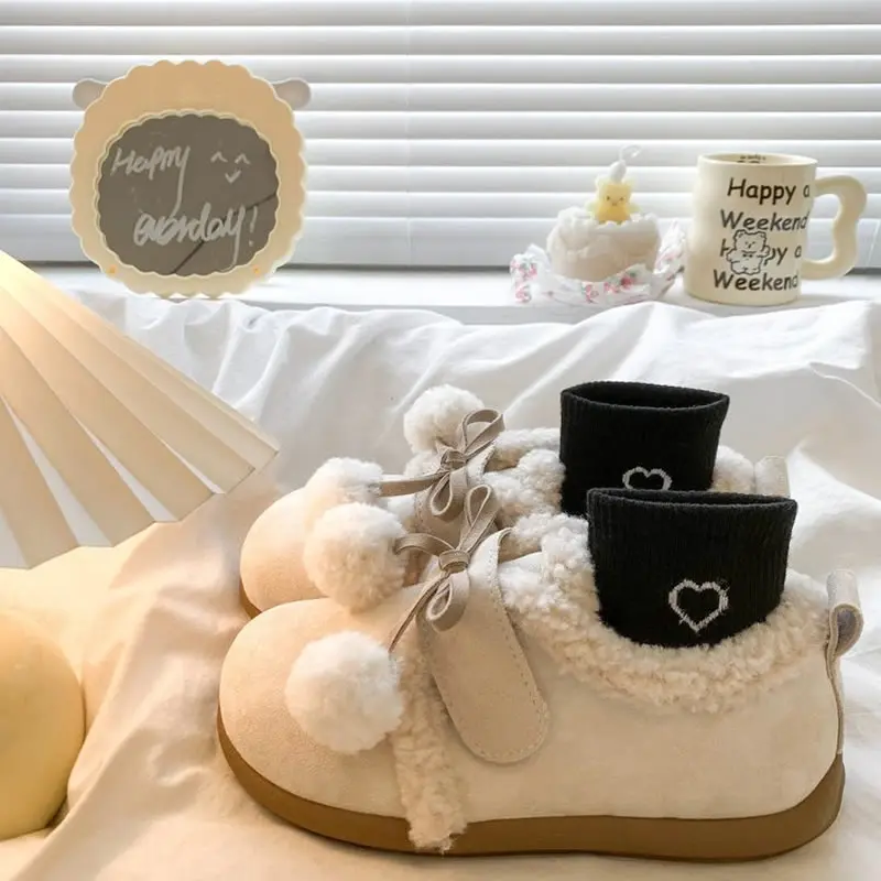 Evlight Stivali da neve soffici in pelliccia invernale Stivali da donna in caldo cotone con fodera in peluche Morbidi e accoglienti Scarpe in cotone da casa Stivali da neve pelosi casual