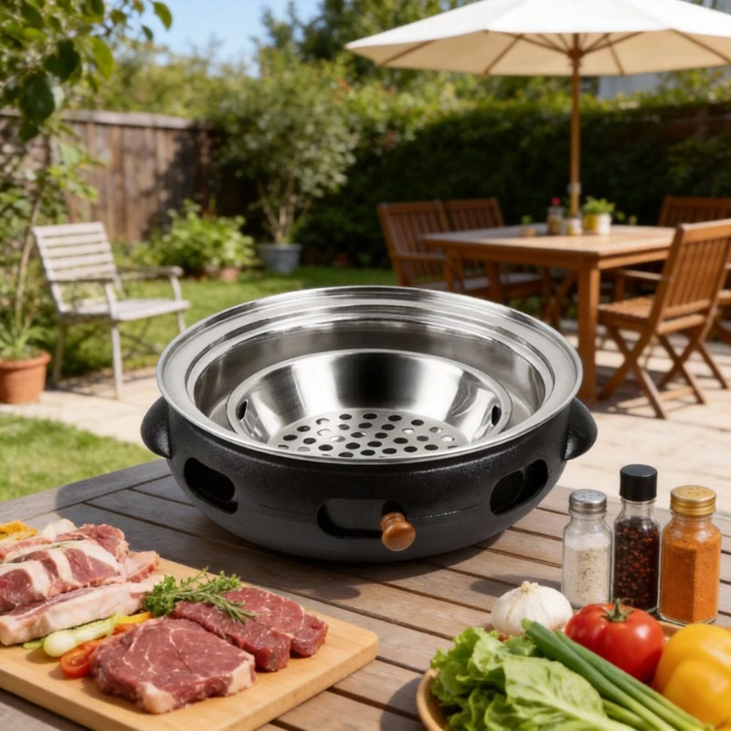 

Круглый чугунный гриль для барбекю на углях для коммерческого использования, домашнего использования и приготовления на открытом воздухе