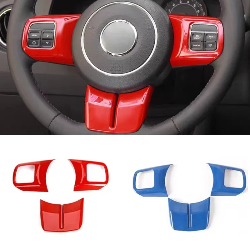 3PCS ABS Steering Wheel Cover Decor Trim For 2011-2017 Jeep Wrangler JK Unlimited Patriot Compass & Grand Cherokee 2011-2013