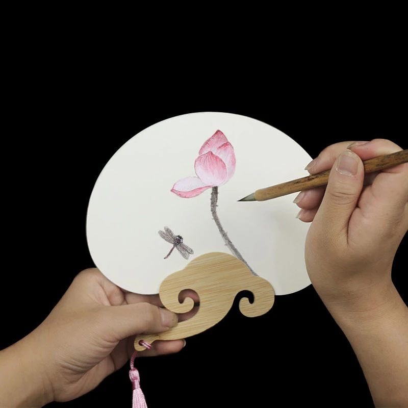 Handheld Fan Handle DIY Making Kit Bamboo Stick Craft Sticks Chinese Style Handle Reusable Replacement Fan Accessories