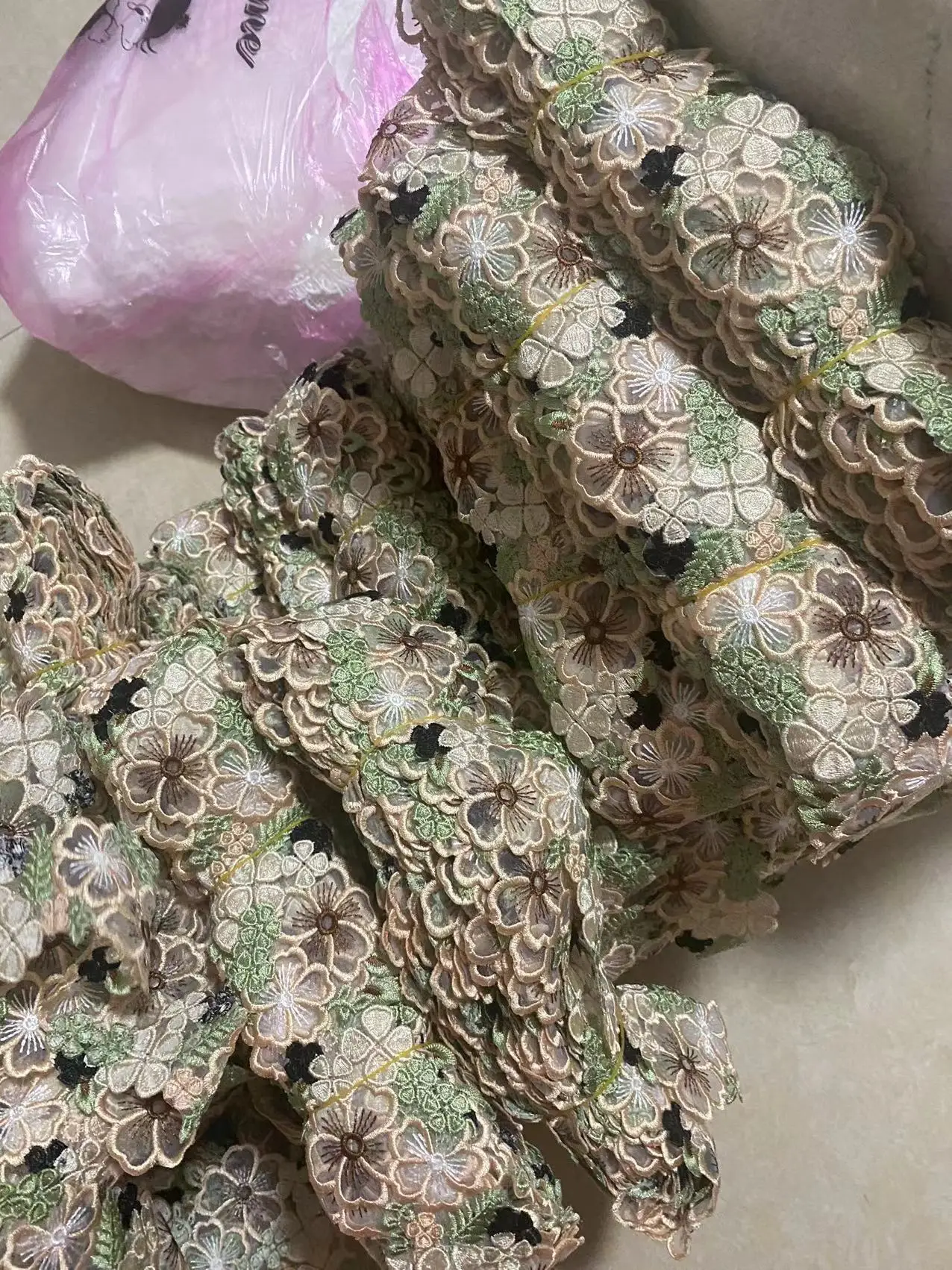 1 Yard 6.5cm wide Soft Mesh Green Small Flower Embroidered Lace Decoration Accessories Lace Trim  Lace Ribbon