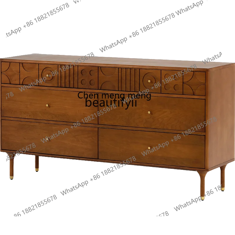 

Modern Minimalist Nordic Retro Style Small Apartment Solid Wood Shopping 6 Commode Side Cabinet Living Room Furniture